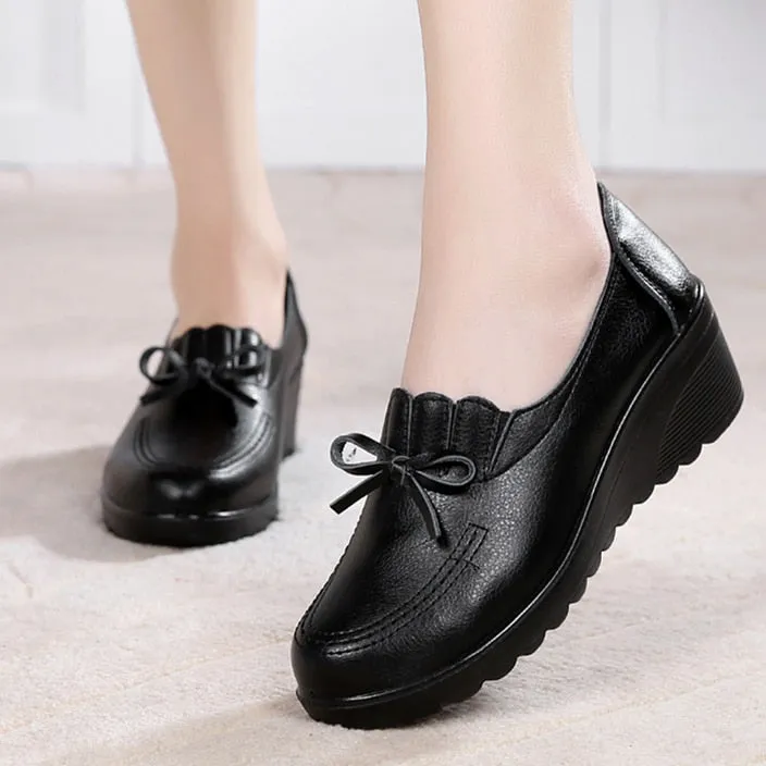 Non Slip Women High Heels Leather Work Shoes