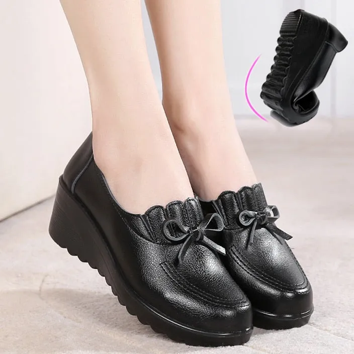 Non Slip Women High Heels Leather Work Shoes