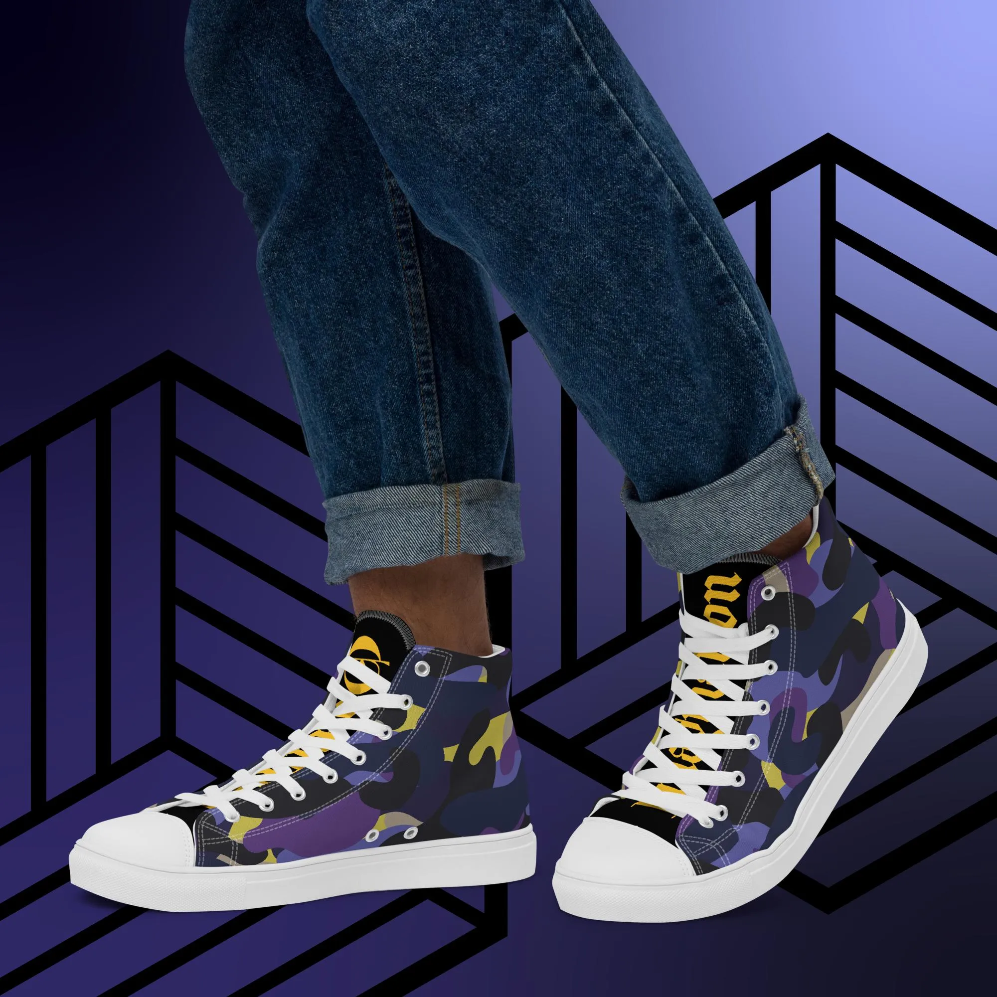 "Quantum-flage" Men’s high top canvas shoes