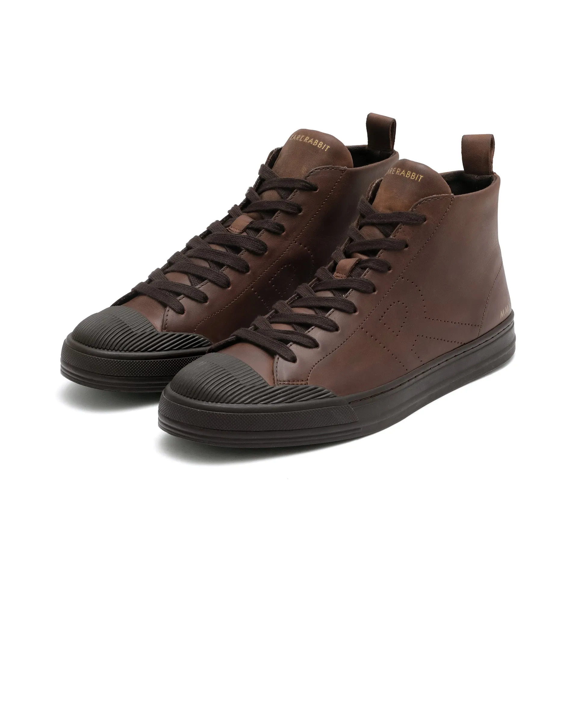 Rare Rabbit Men's Sauroil Hi Pro Brown High Top Lace Up Premium Oil Pull-Up Leather Sneaker