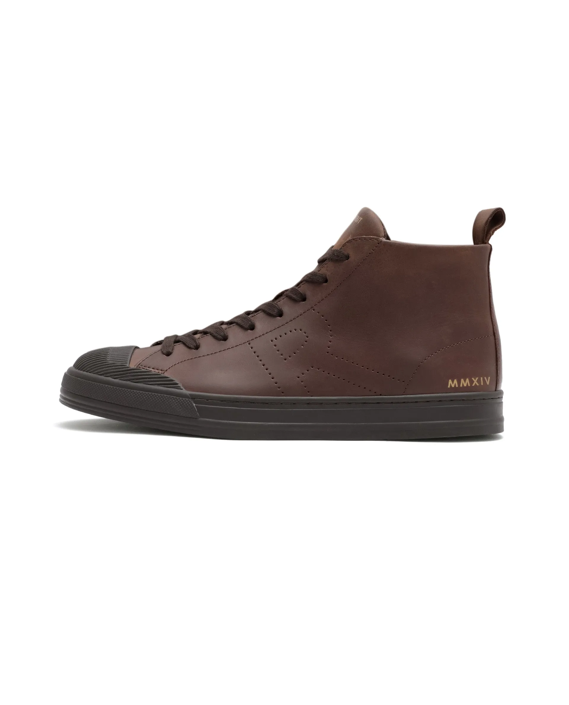 Rare Rabbit Men's Sauroil Hi Pro Brown High Top Lace Up Premium Oil Pull-Up Leather Sneaker