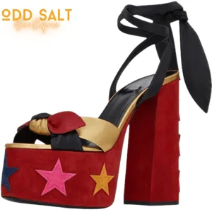 Retro High Chunky Strap Peep Toe Heel