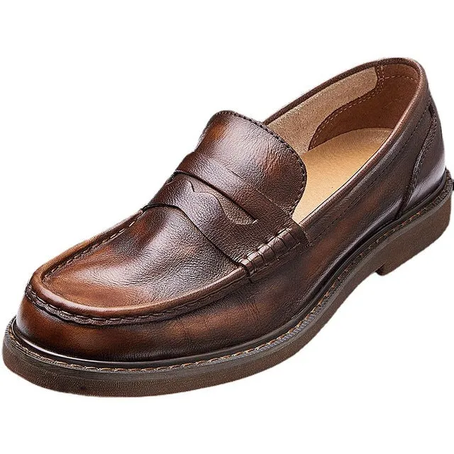 RetroLux Cowhide Slip-On Moccasin Shoes