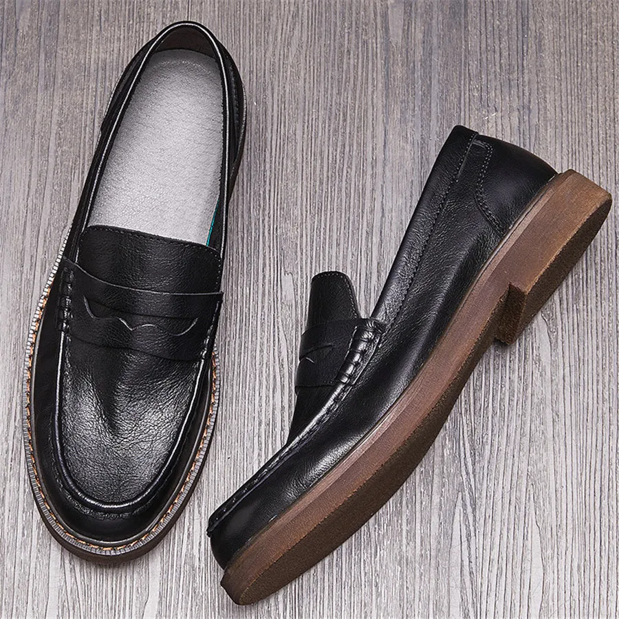 RetroLux Cowhide Slip-On Moccasin Shoes