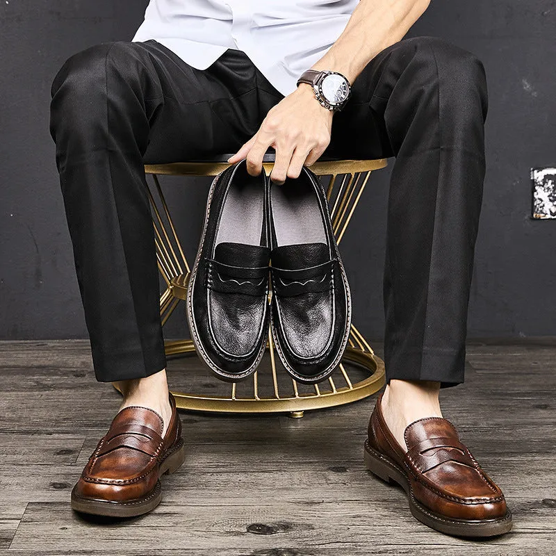 RetroLux Cowhide Slip-On Moccasin Shoes