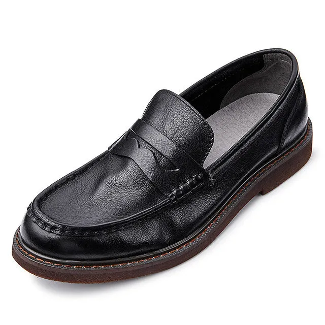 RetroLux Cowhide Slip-On Moccasin Shoes