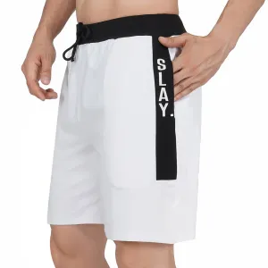 SLAY. Men's Activewear White Sports Shorts