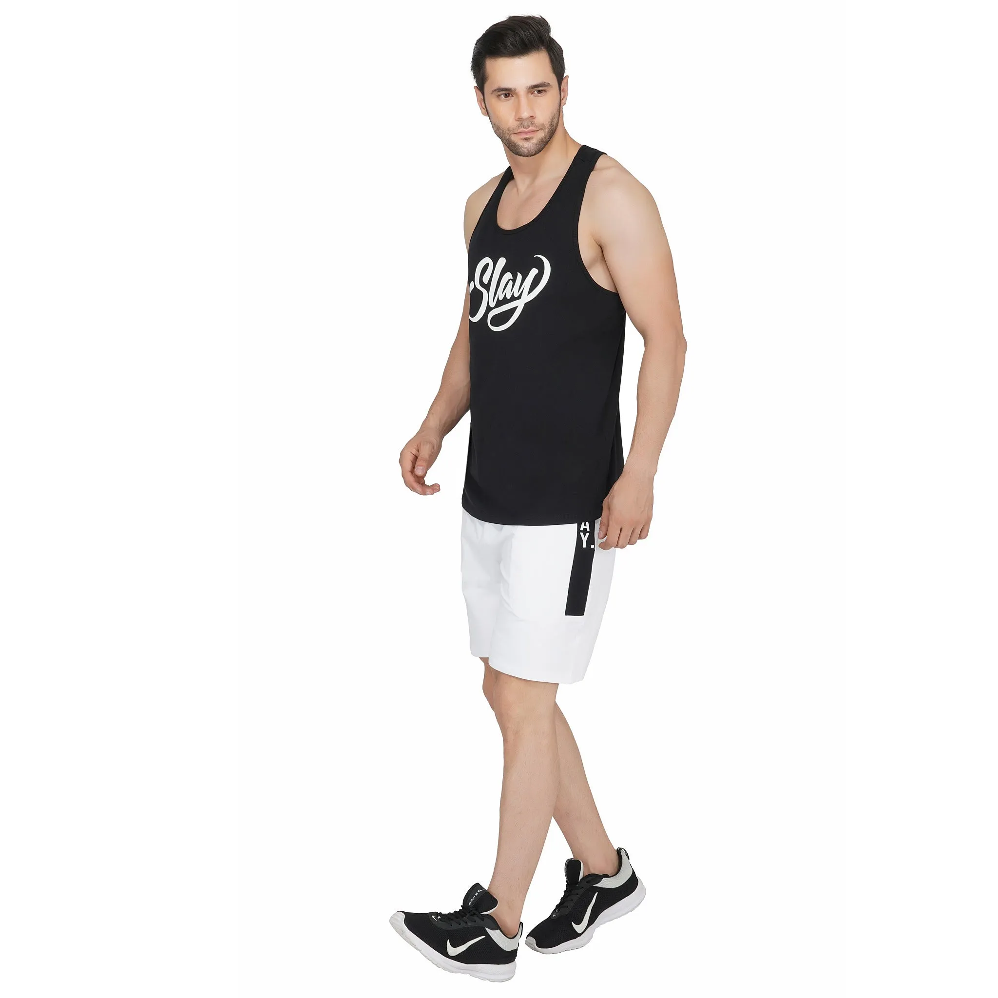 SLAY. Men's Activewear White Sports Shorts