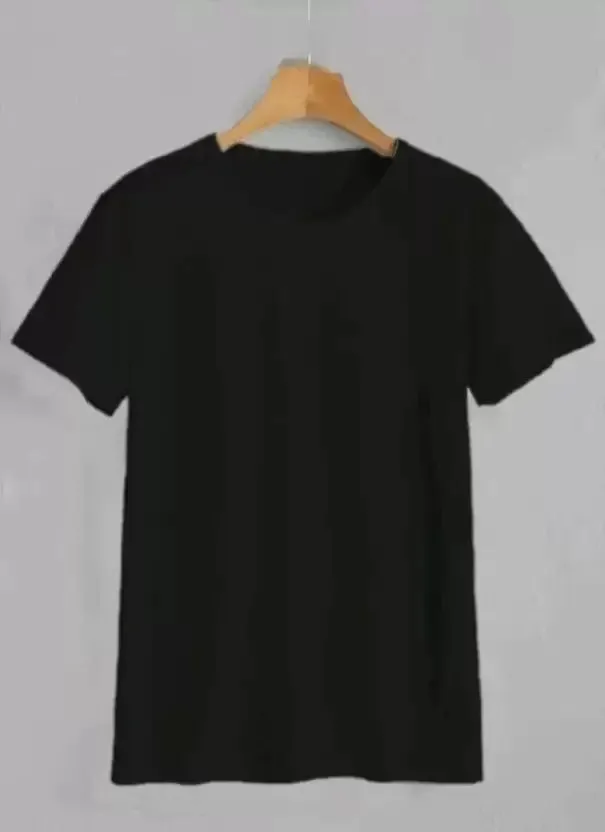 Solid Men Round Neck Black T-Shirt