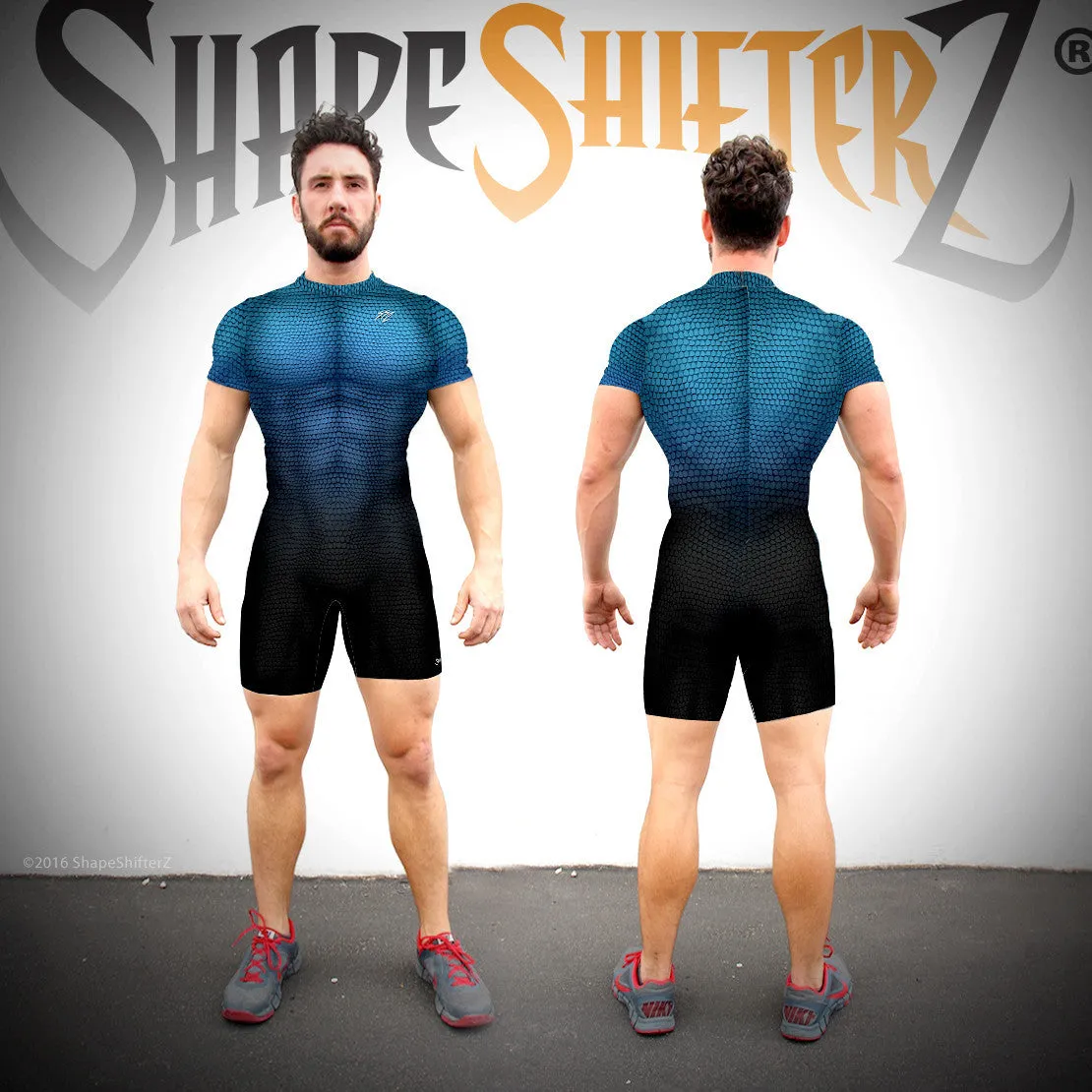 Super Scaled Blue to Black Color Flow - Men's Powerlifting Singlet