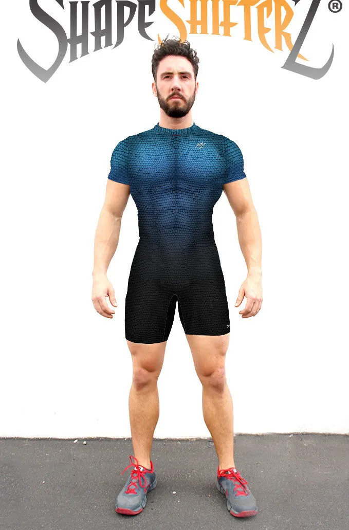 Super Scaled Blue to Black Color Flow - Men's Powerlifting Singlet