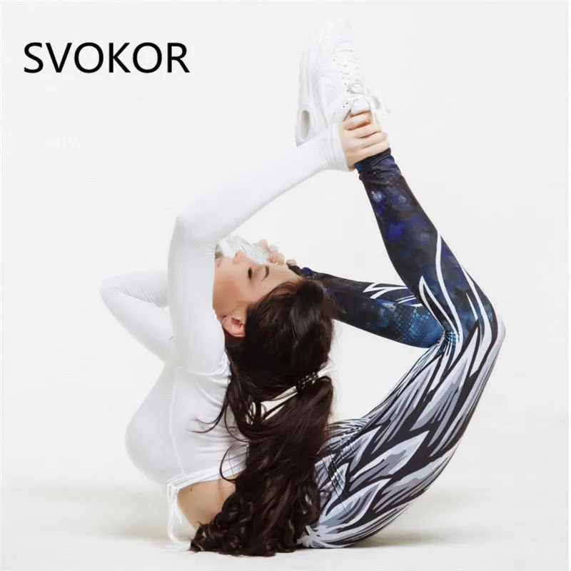 SVOKOR  High-Waist Harajuku Wing Print Athletic Fitness Active Wear Leggings