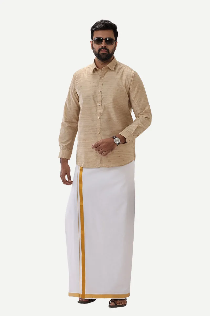 Swaraj - Sandal Silk Shirts For Men | Uathayam