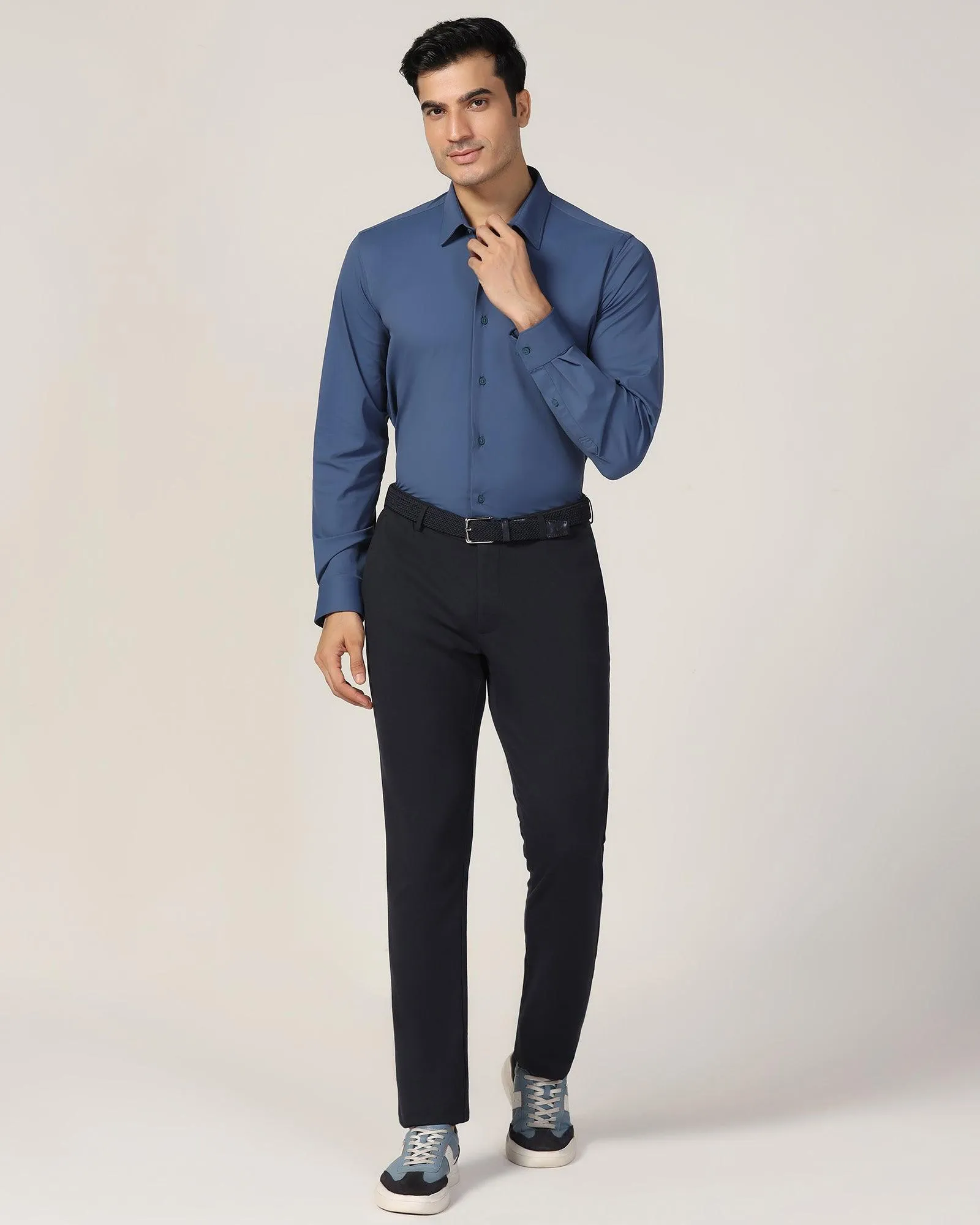 TechPro Formal Blue Solid Shirt - Zabka