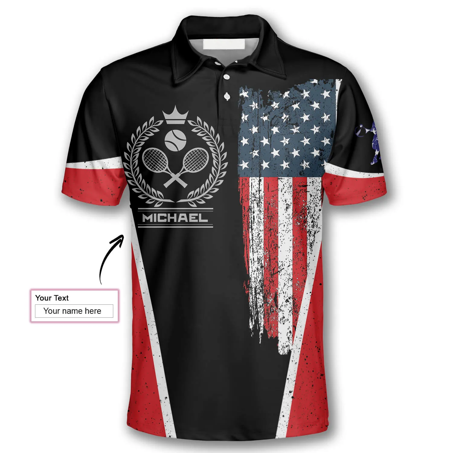 Tennis Usa Flag Emblem Custom Polo Tennis Shirts for Men