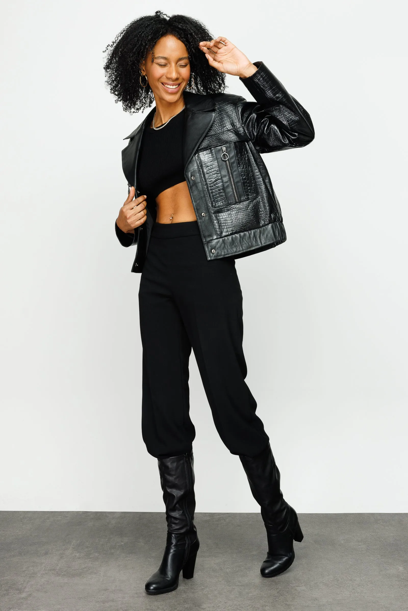 The Frozen Black Leather Women Jacket