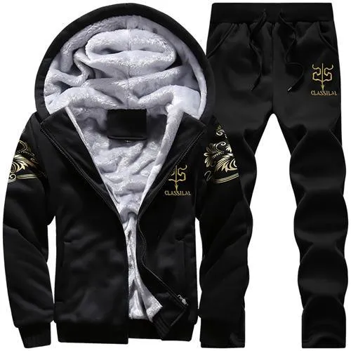 Trending Men Sweatshirt Set - Winter Thicken Men's Casual Warm Tracksuits - Slim Fit Sets (D101)(TM9)