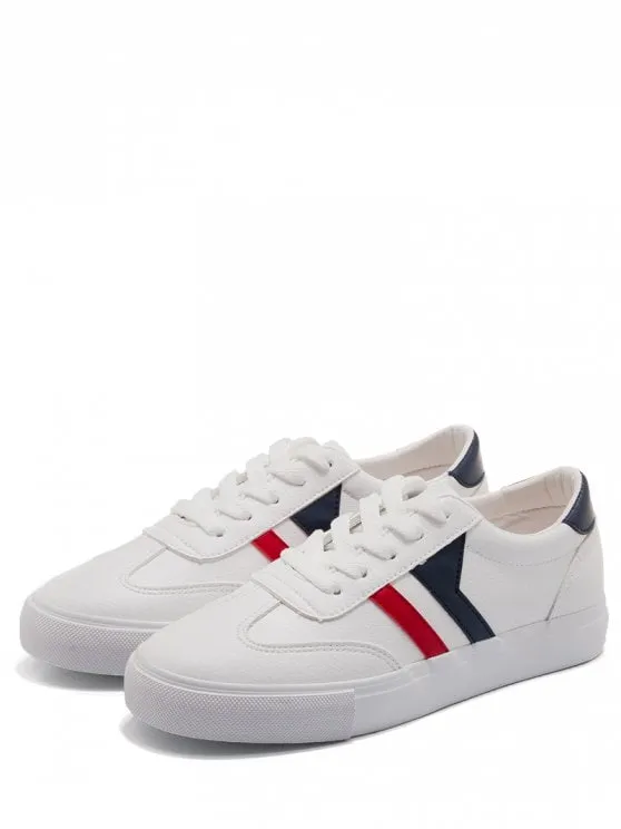 Trendy Striped Contrasting Color Skate Shoes