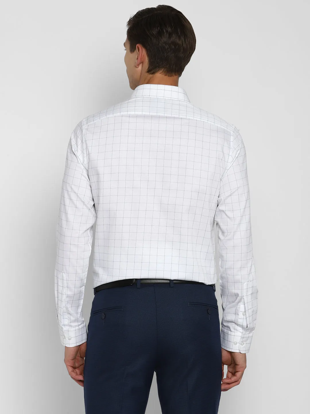 White Cotton Checked Slim Fit Shirts