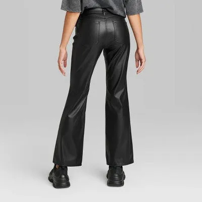 Wild Fable Women's Low Rise Flare Classic Faux Leather Pants