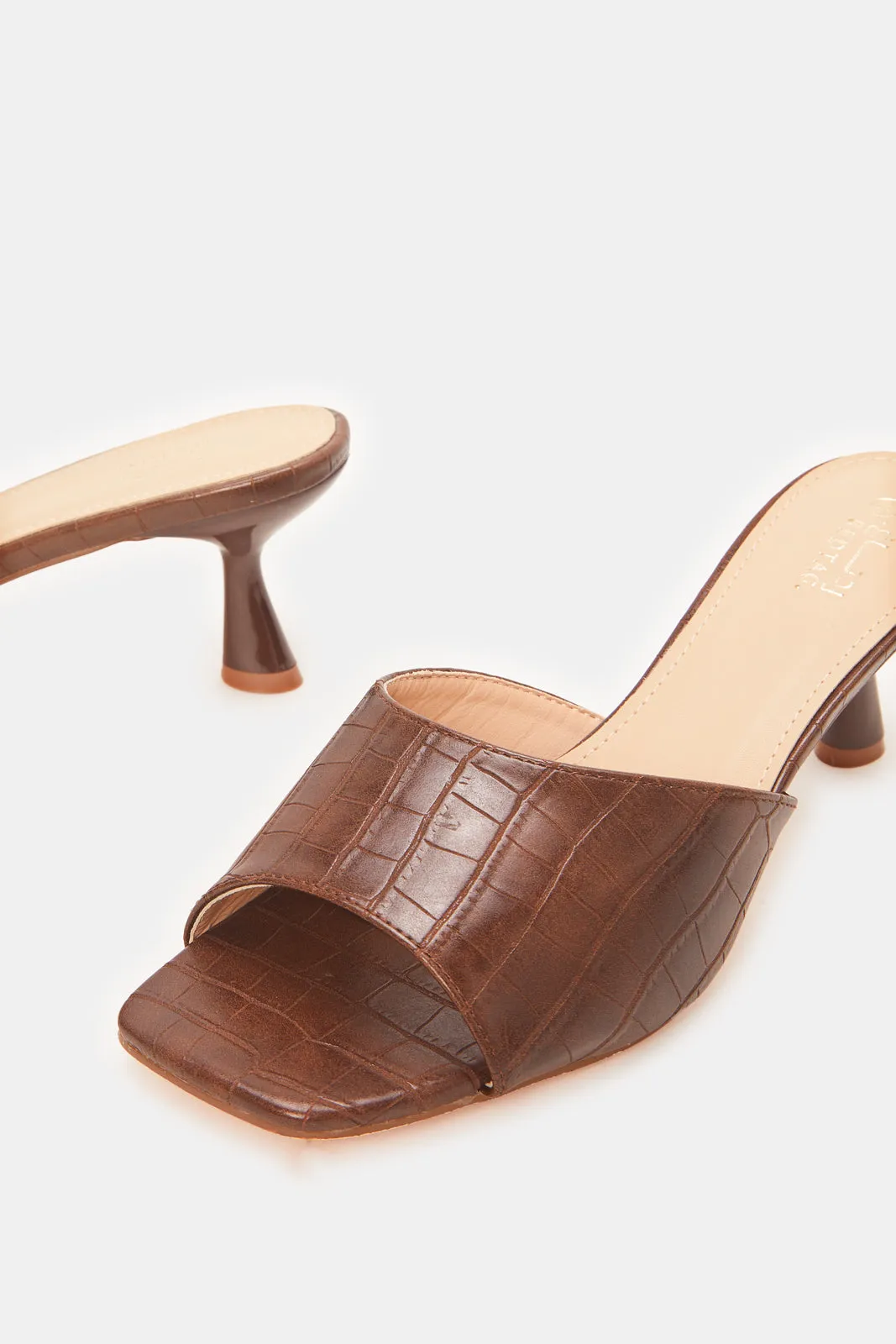 Women Brown Croc Mules