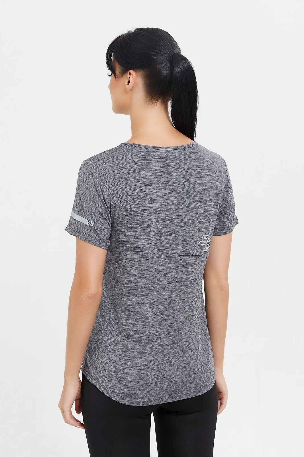 Women Grey Plain Active T-Shirt