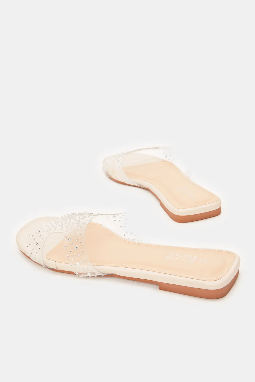 Women Ivory Embellished Mules