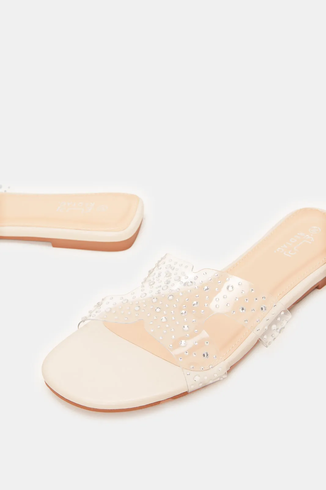 Women Ivory Embellished Mules