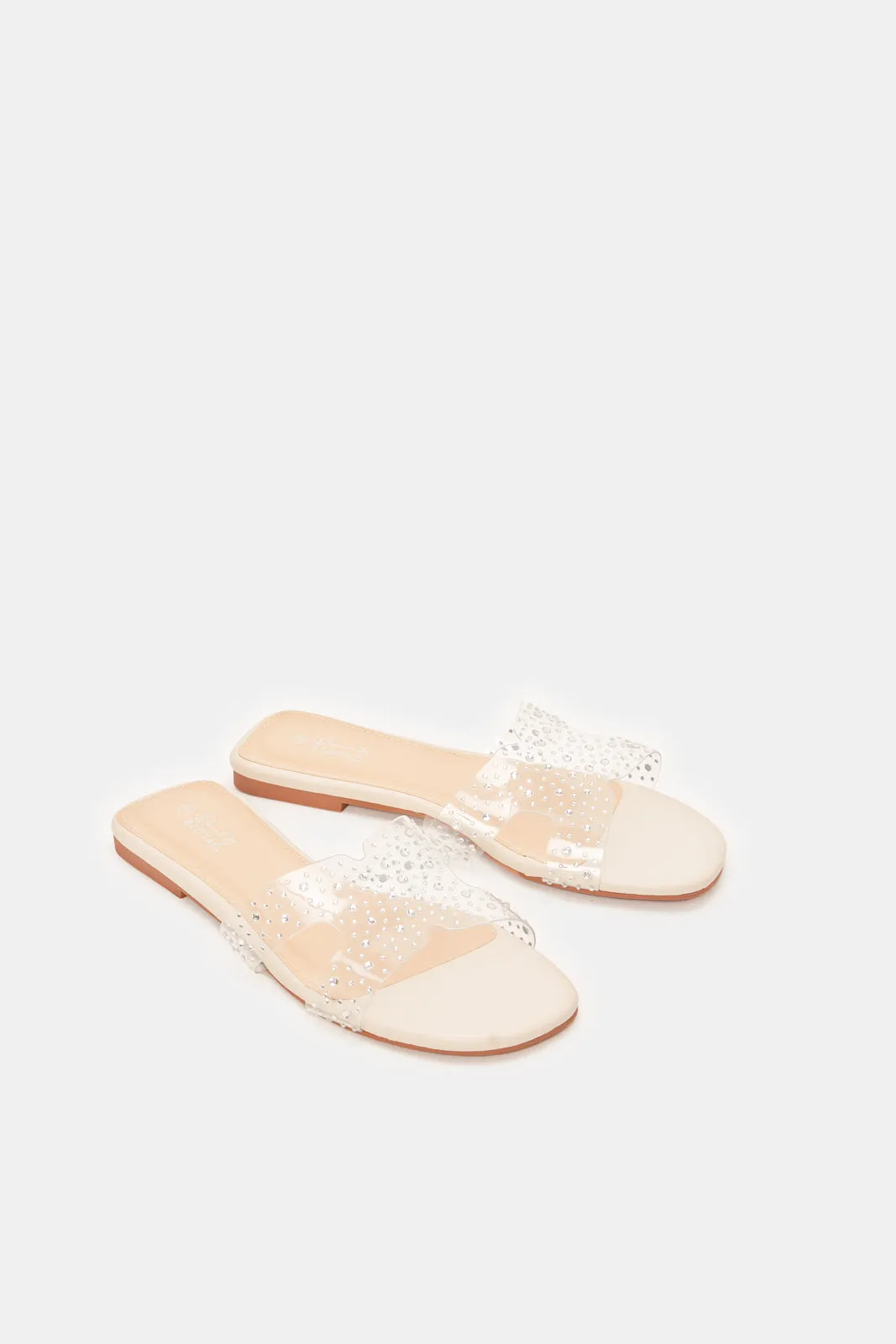 Women Ivory Embellished Mules