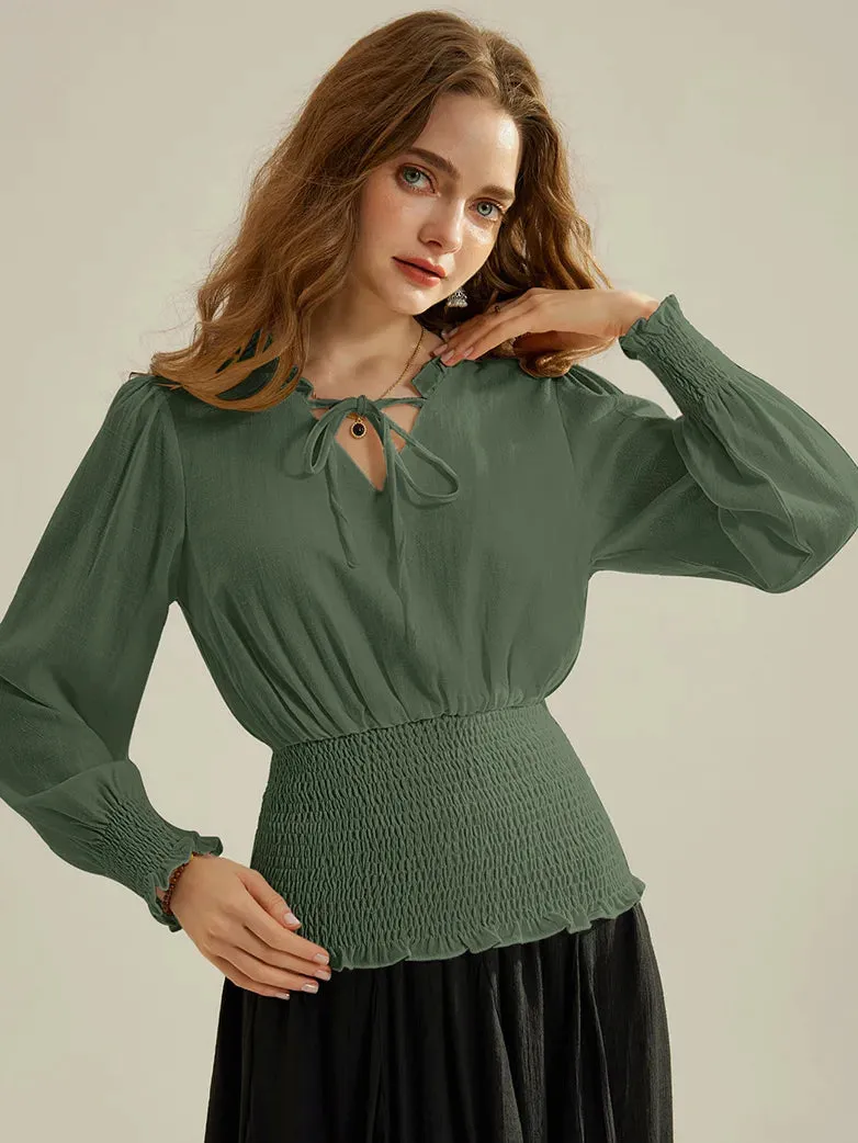 Women Renaissance Blouse Long Sleeve V-Neck Pullover Tops