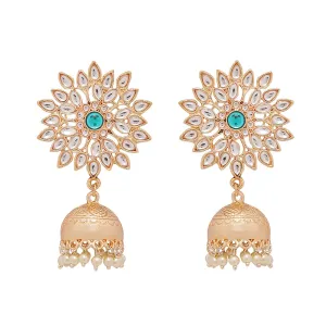 Yellow Chimes Jhumka Earrings for Women Floral Kundan Jhumka Gold Plated Traditional Jhumka/Jhumki Earrings for Women and Girls.