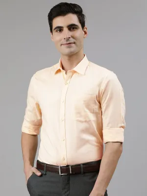 Yellow Cotton Solid Slim Fit Shirts